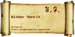 Widder Henrik névjegykártya